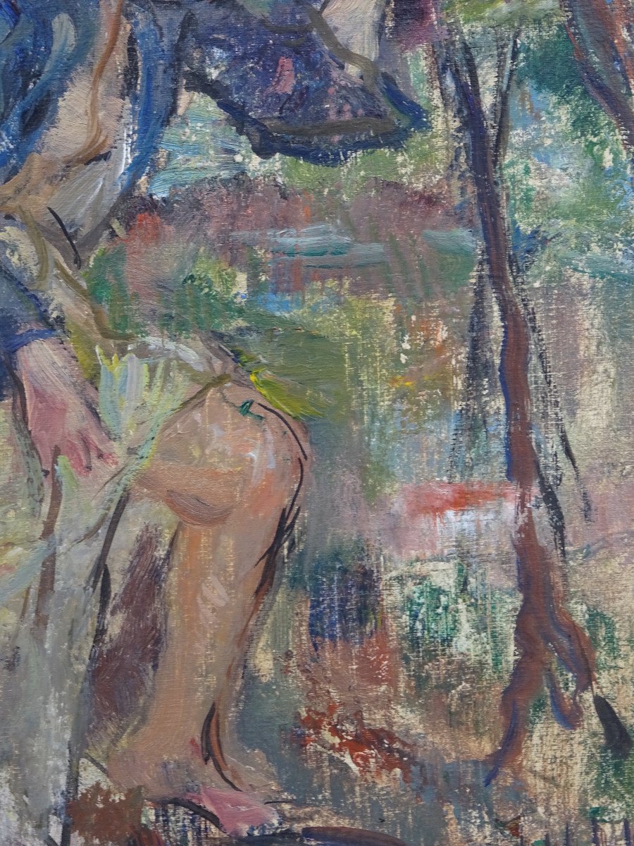 Dipinto "Figura femminile nel ruscello", Carlo CHERUBINI anni ’50-photo-2