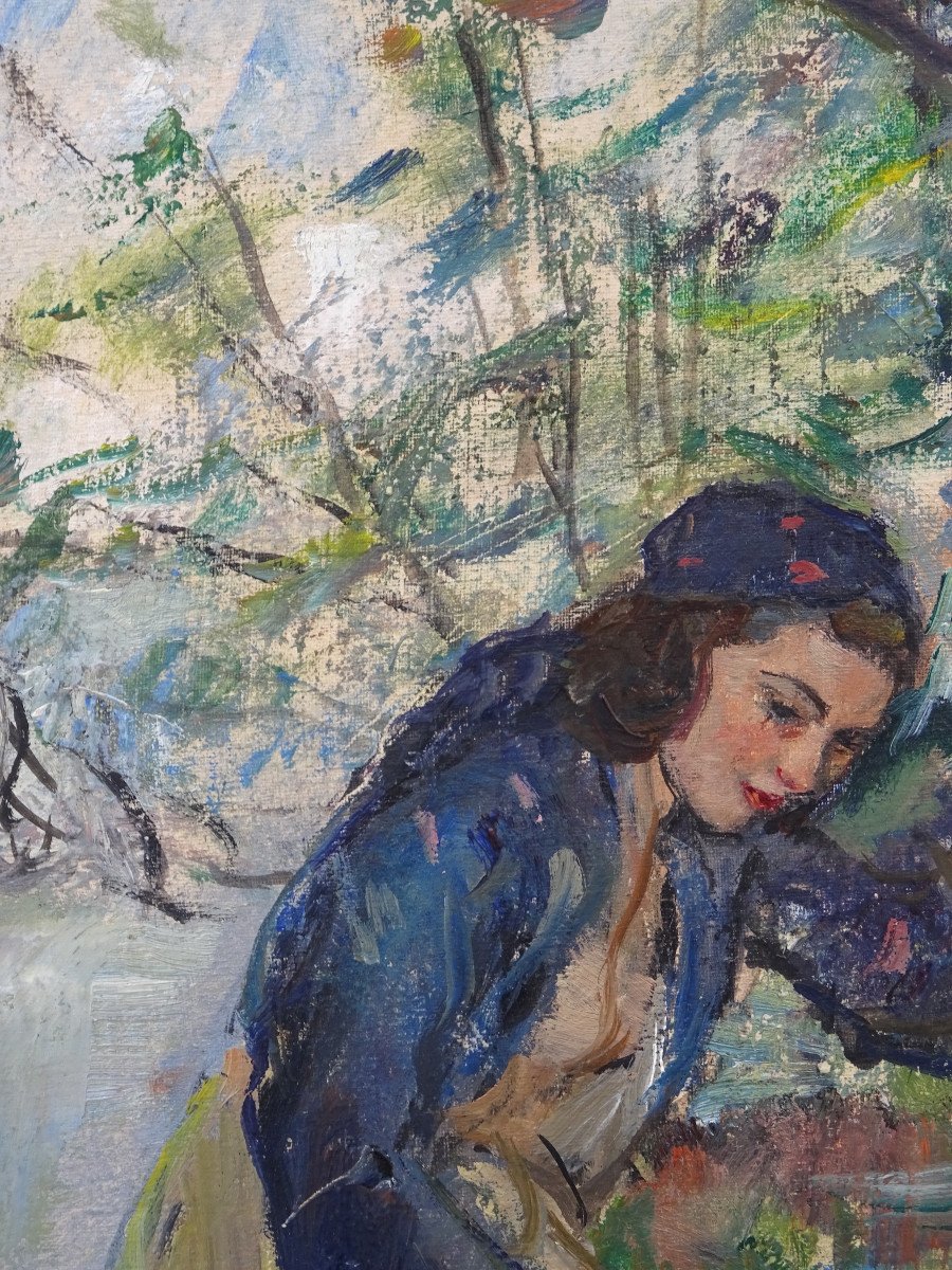 Dipinto "Figura femminile nel ruscello", Carlo CHERUBINI anni ’50-photo-3