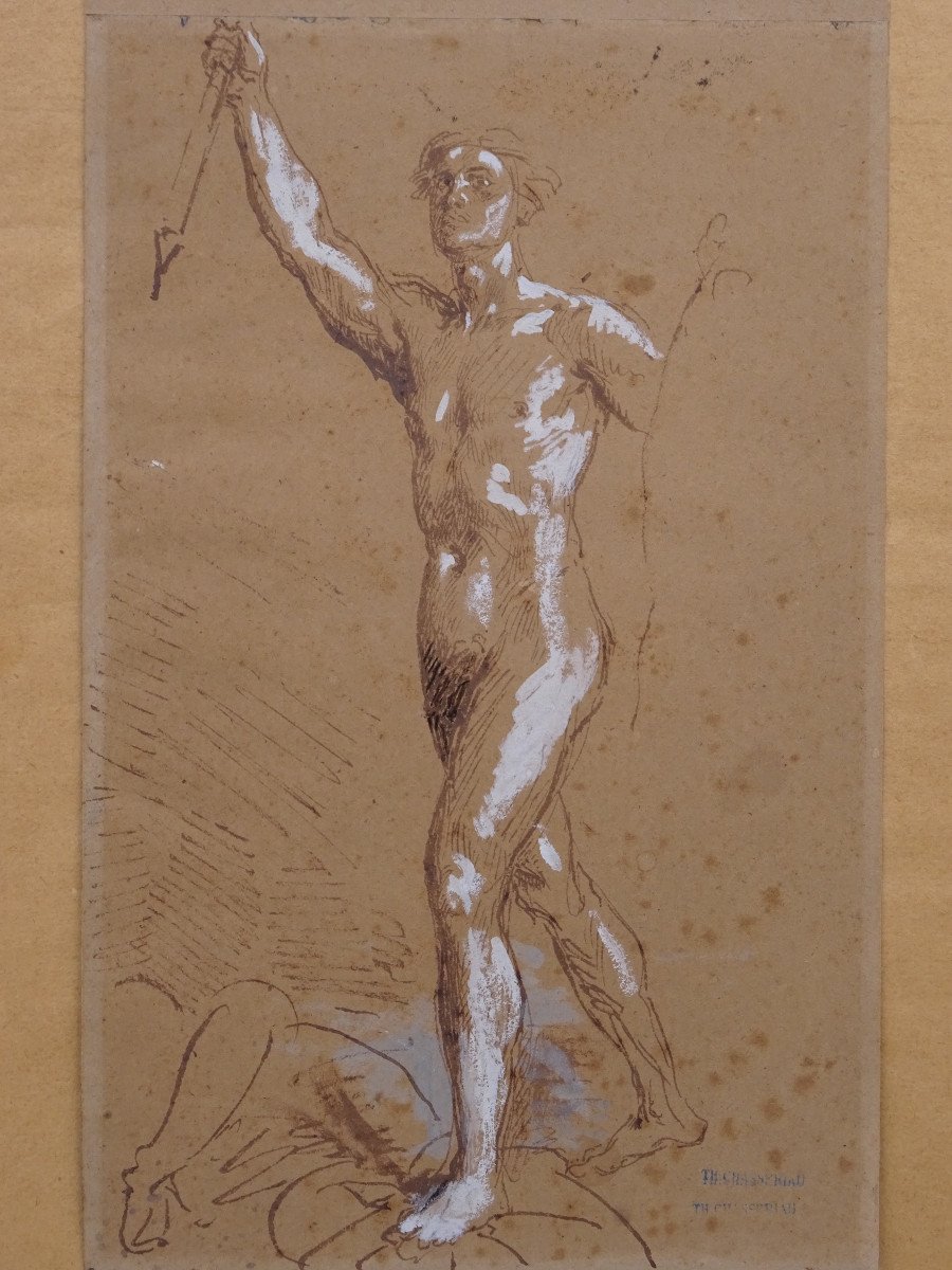 Disegno preparatorio matita su carta di Théodore Chassériau, 1850 circa-photo-4