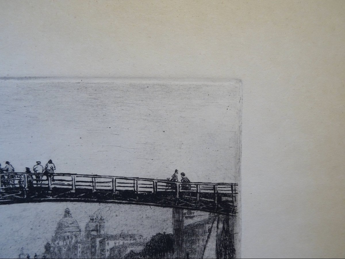Incisione "Il ponte nuovo Accademia" di Emanuele Brugnoli, anni ’20-photo-2