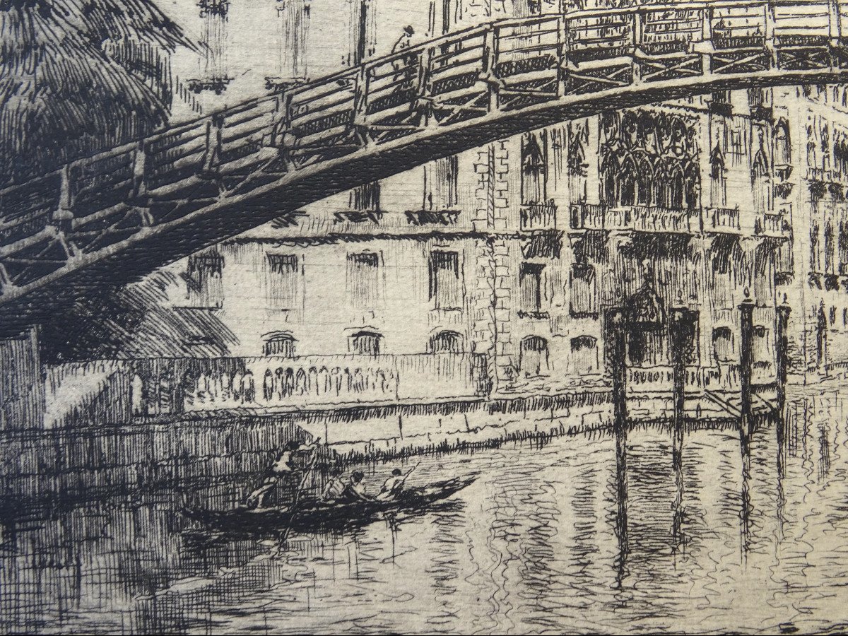 Incisione "Il ponte nuovo Accademia" di Emanuele Brugnoli, anni ’20-photo-6