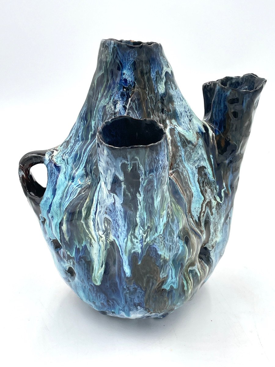 Vaso/polivaso in ceramica smaltata, Toni FURLAN 1954-photo-2