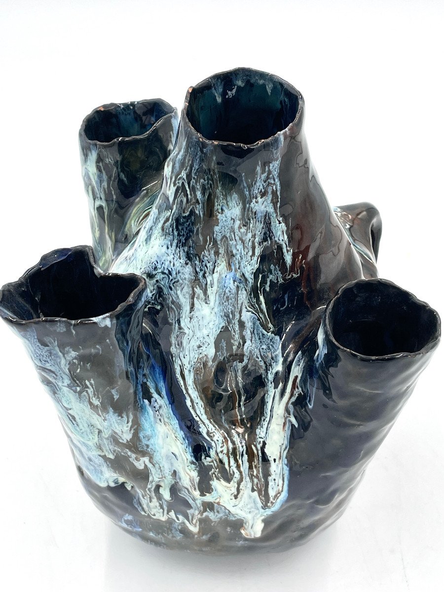 Vaso/polivaso in ceramica smaltata, Toni FURLAN 1954-photo-4