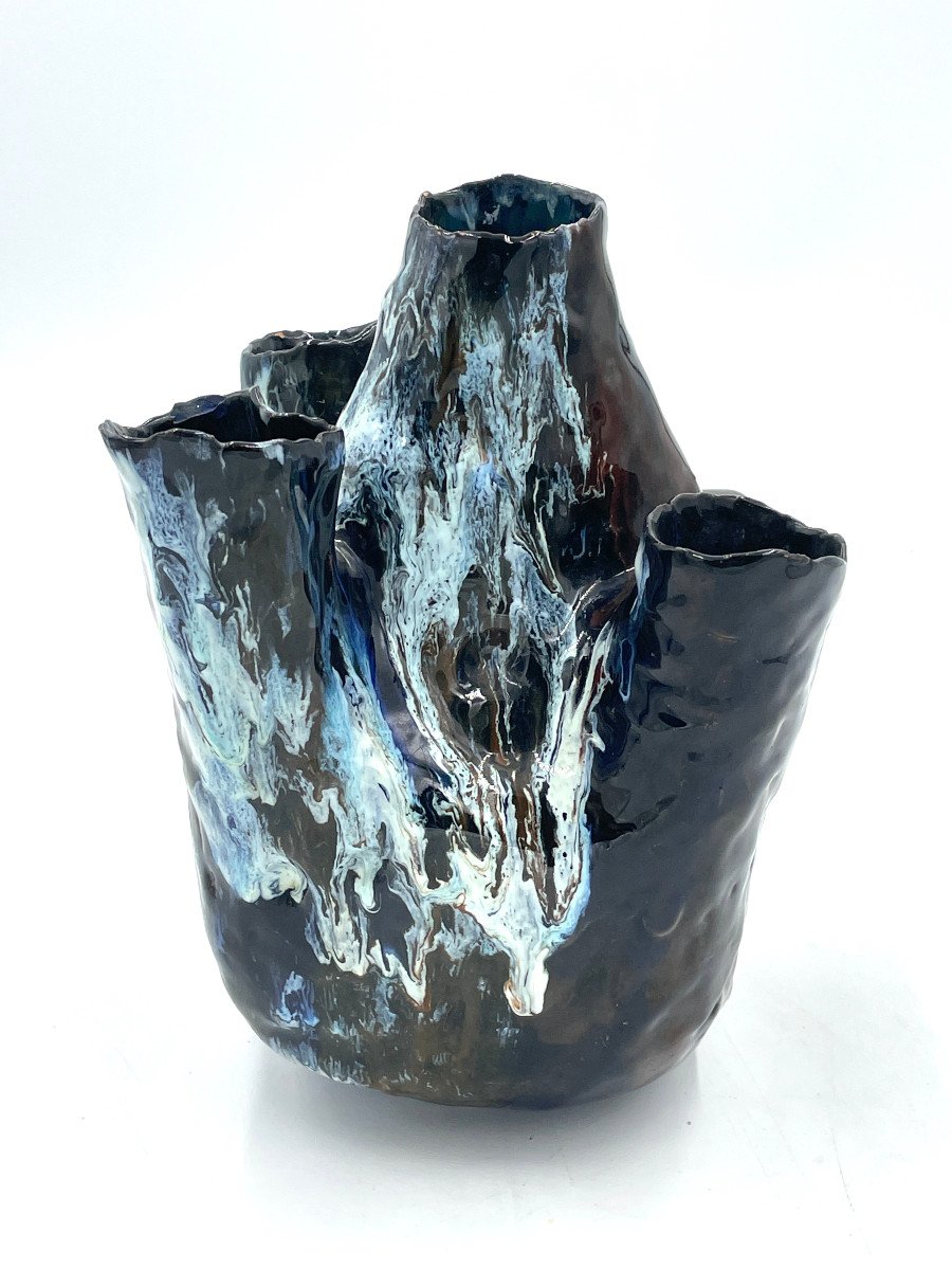 Vaso/polivaso in ceramica smaltata, Toni FURLAN 1954-photo-2