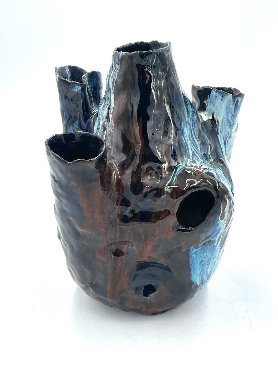 Vaso/polivaso in ceramica smaltata, Toni FURLAN 1954-photo-3