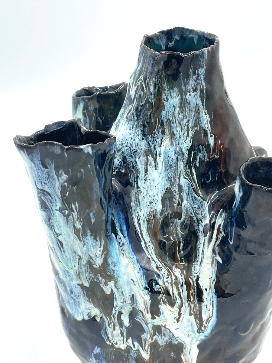 Vaso/polivaso in ceramica smaltata, Toni FURLAN 1954-photo-4