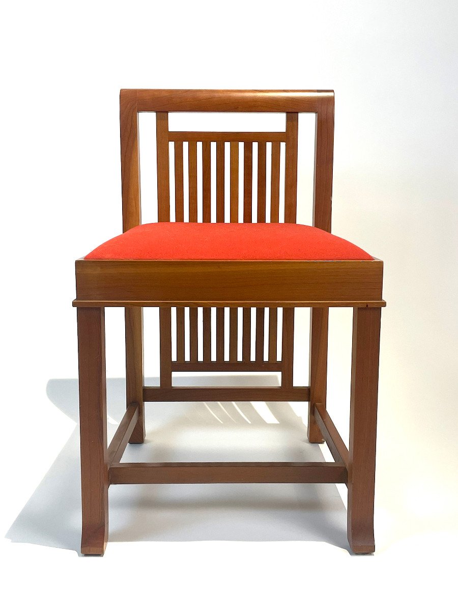 Set tavolo e 8 sedie di F. Lloyd Wright per CASSINA, anni ’80-photo-2