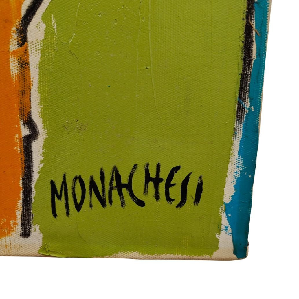 Sante Monachesi, olio su tela, "Scorcio cittadino", Italia, anni '55-'65-photo-1