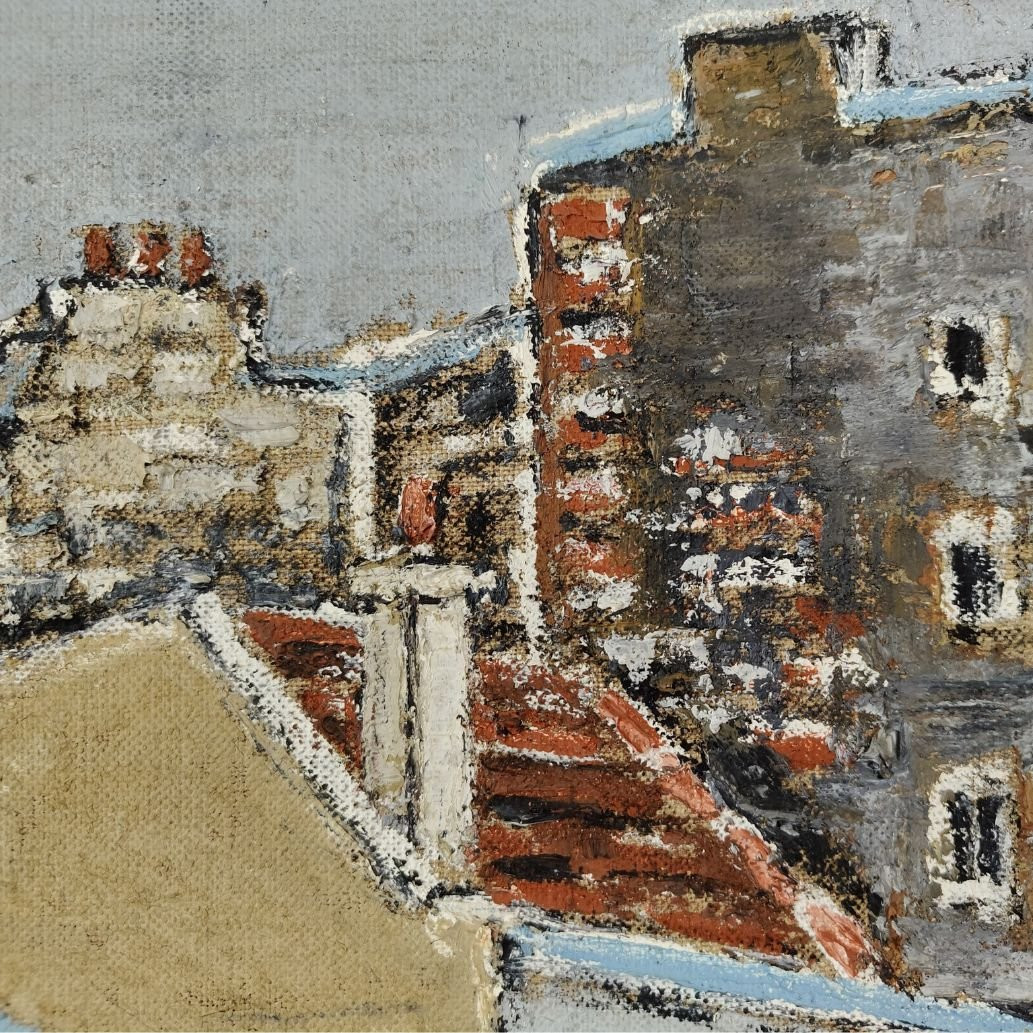 Olio su tela e acquerello, “Paesaggio cittadino, Parigi”, O. Tamburi, 1970 ca.-photo-2