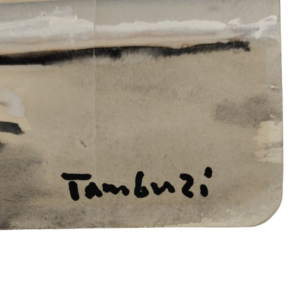 Olio su tela e acquerello, “Paesaggio cittadino, Parigi”, O. Tamburi, 1970 ca.-photo-2