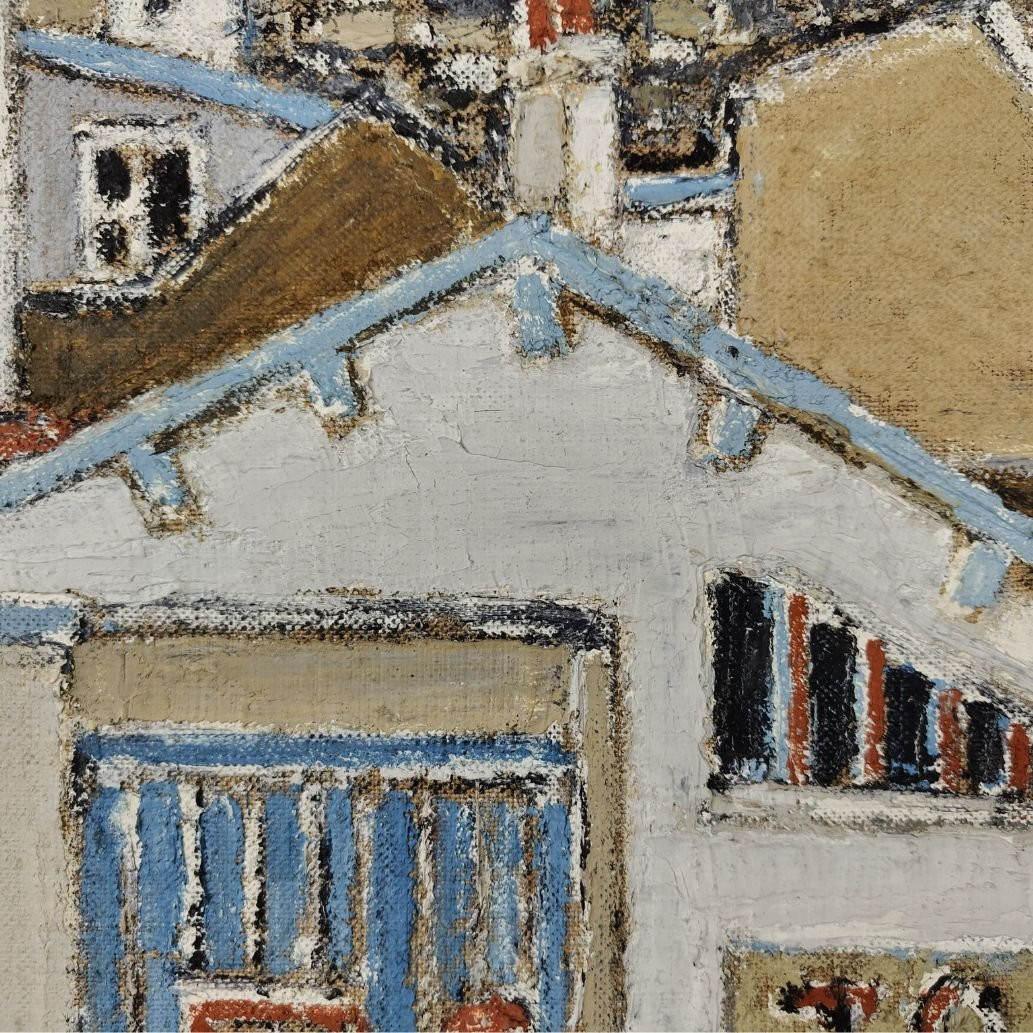 Olio su tela e acquerello, “Paesaggio cittadino, Parigi”, O. Tamburi, 1970 ca.-photo-7