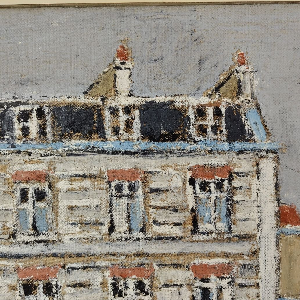 Olio su tela e acquerello, “Paesaggio cittadino, Parigi”, O. Tamburi, 1970 ca.-photo-8