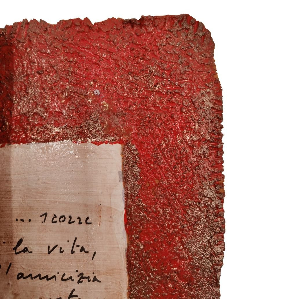 Ceramica, Pompeo Pianezzola, "pergamena rossa: la vita, l'amicizia resta", 1996-photo-4