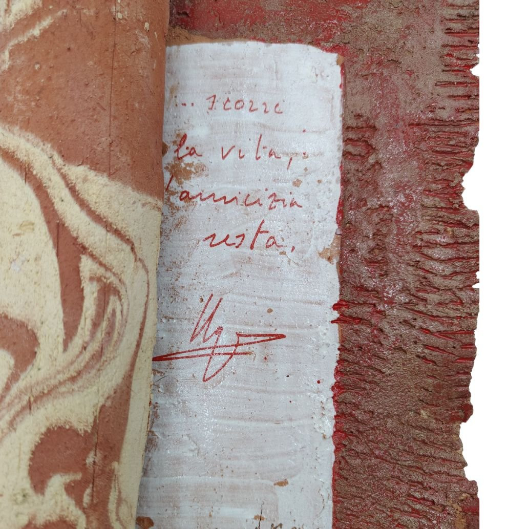 Ceramica, Pompeo Pianezzola, "pergamena: la vita, l'amicizia resta", 1996-photo-4