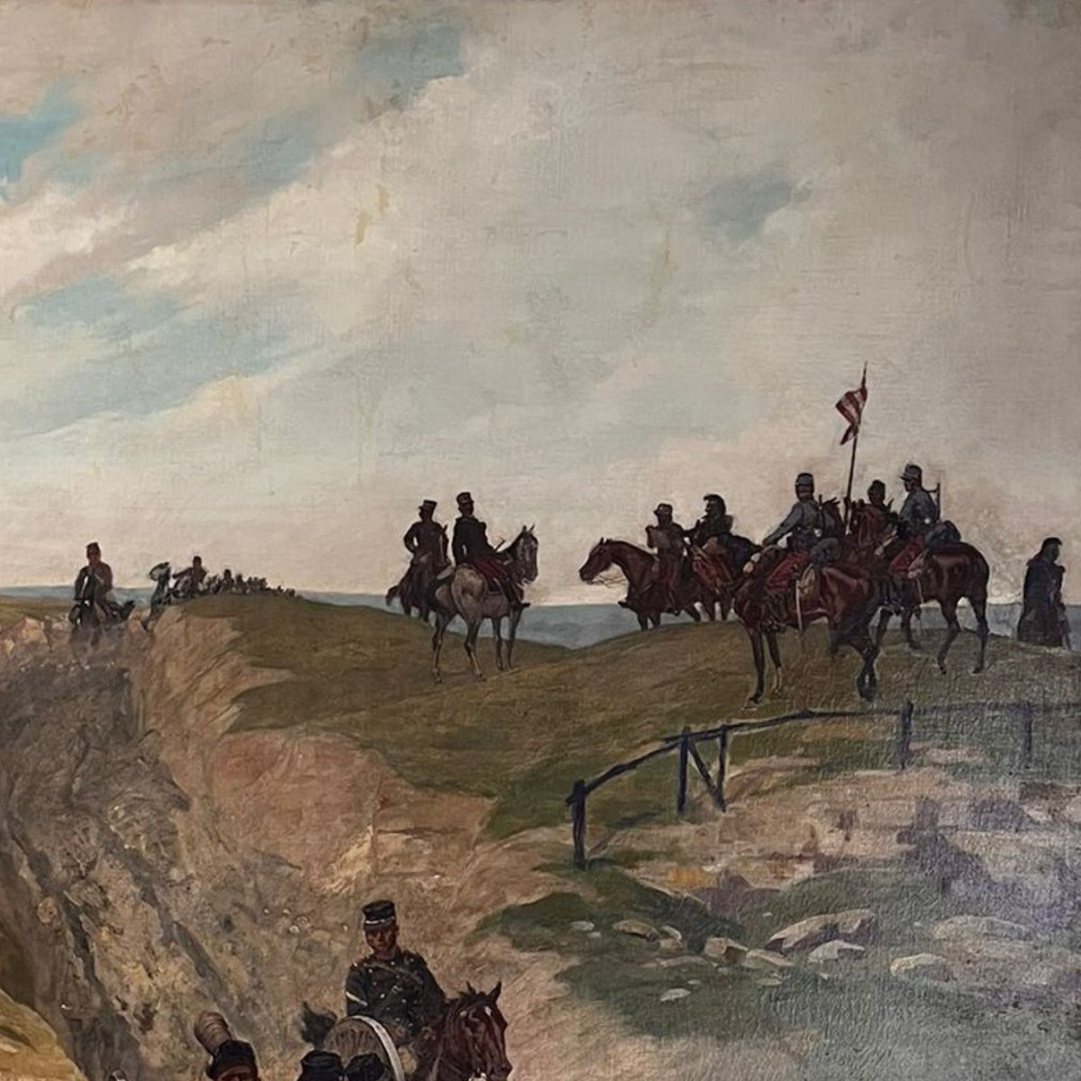 Eugène Courboin, "Scena di battaglia con cavalli e cavalieri", olio su tela, 1894-photo-2