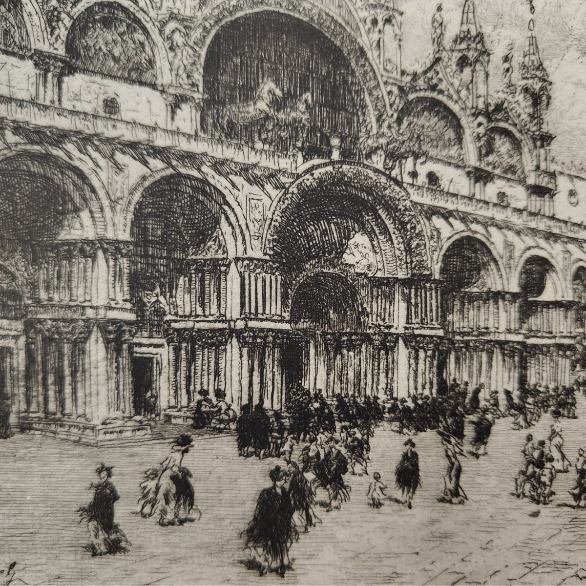 Emanuele Brugnoli, Acquaforte “Basilica di San Marco”, Venezia, anni 1920, Italia-photo-4