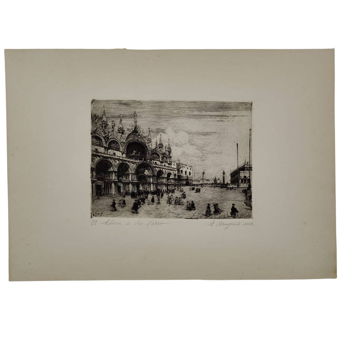 Emanuele Brugnoli, Acquaforte “Basilica di San Marco”, Venezia, anni 1920, Italia