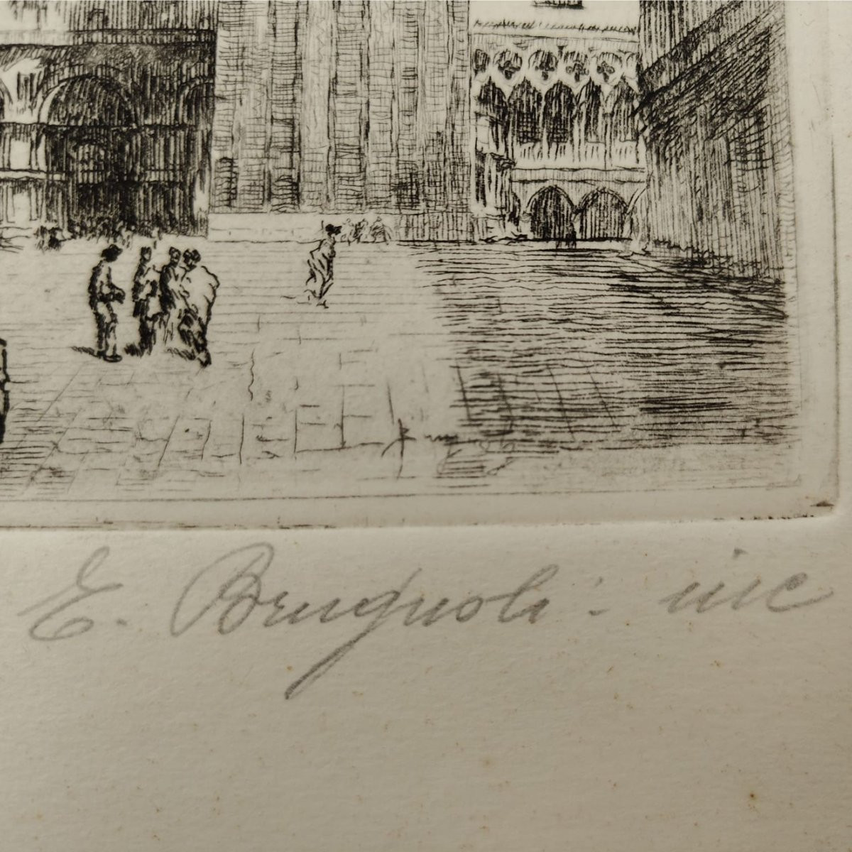 Emanuele Brugnoli, Acquaforte “Piazza San Marco”, Venezia, anni 1930, Italia-photo-2