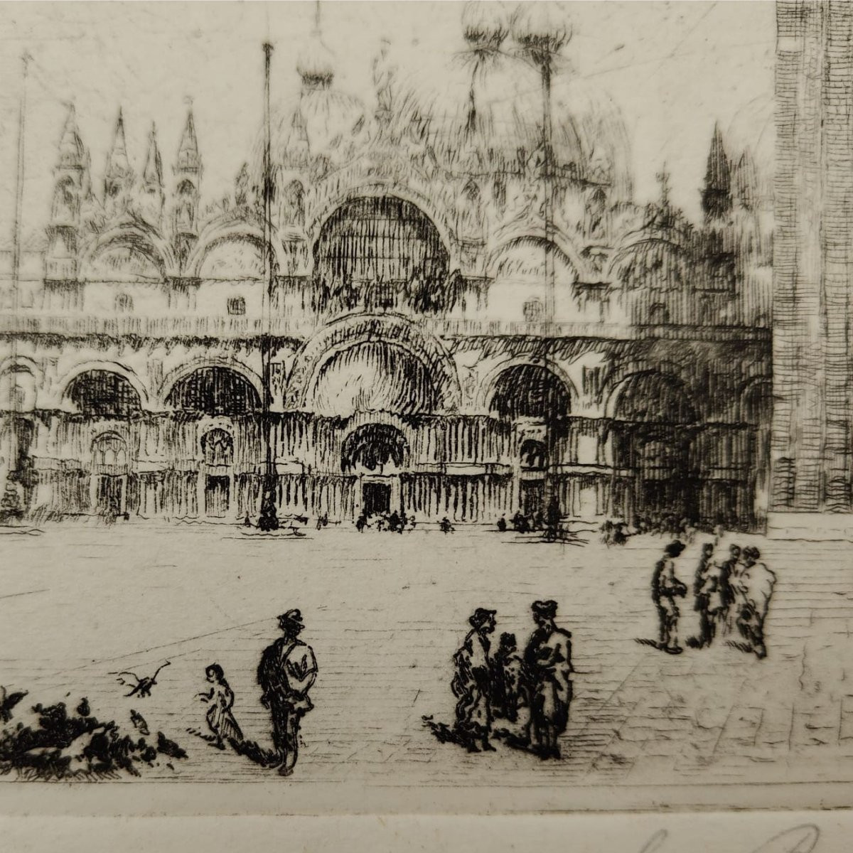 Emanuele Brugnoli, Acquaforte “Piazza San Marco”, Venezia, anni 1930, Italia-photo-3
