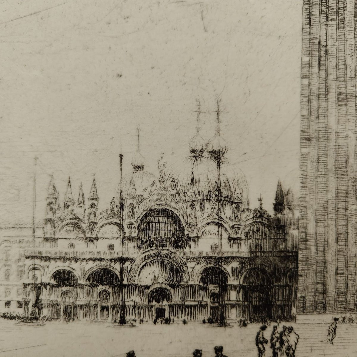 Emanuele Brugnoli, Acquaforte “Piazza San Marco”, Venezia, anni 1930, Italia-photo-4