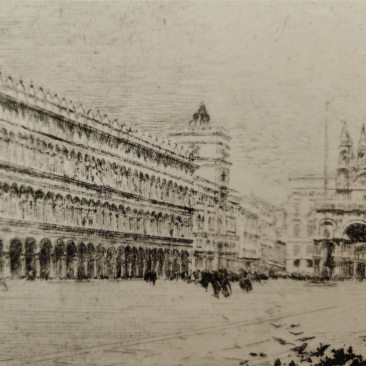 Emanuele Brugnoli, Acquaforte “Piazza San Marco”, Venezia, anni 1930, Italia-photo-6