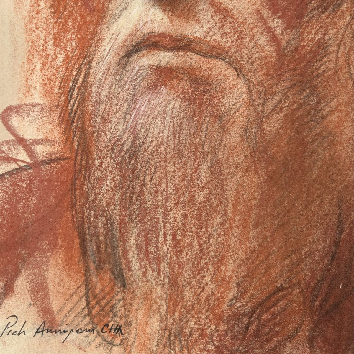 Pietro Annigoni – Studio di volto maschile, sanguigna e carboncino su carta, anni 1950 ca.-photo-2