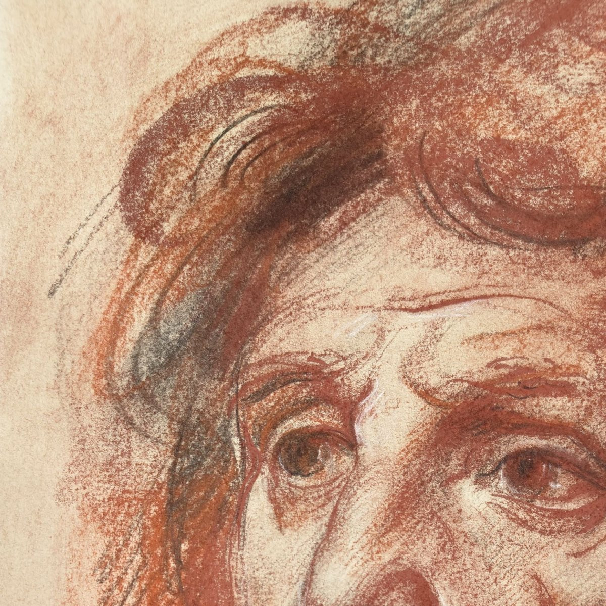 Pietro Annigoni – Studio di volto maschile, sanguigna e carboncino su carta, anni 1950 ca.-photo-4