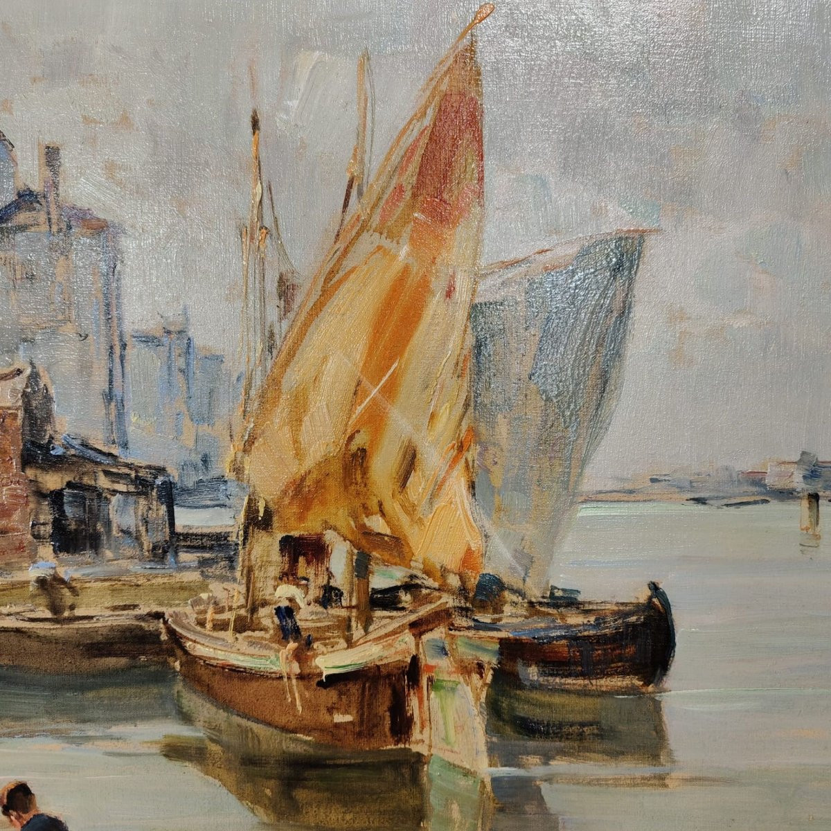 Angelo Brombo “Riva di Pellestrina, Venezia”, olio su tela, 1960-photo-3