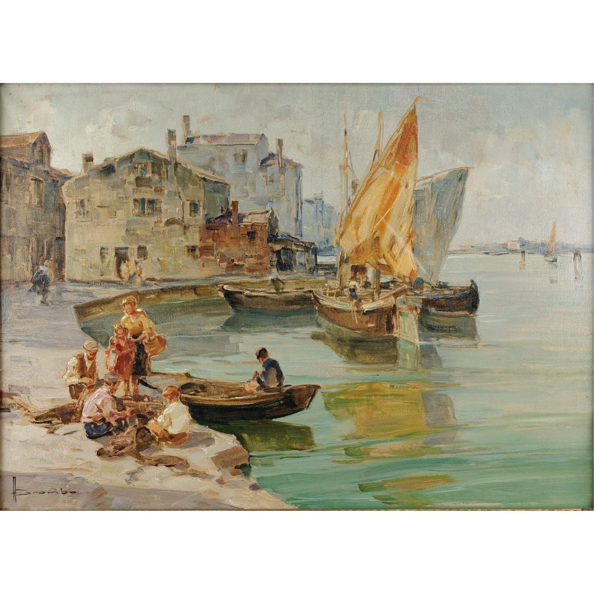 Angelo Brombo “Riva di Pellestrina, Venezia”, olio su tela, 1960-photo-7