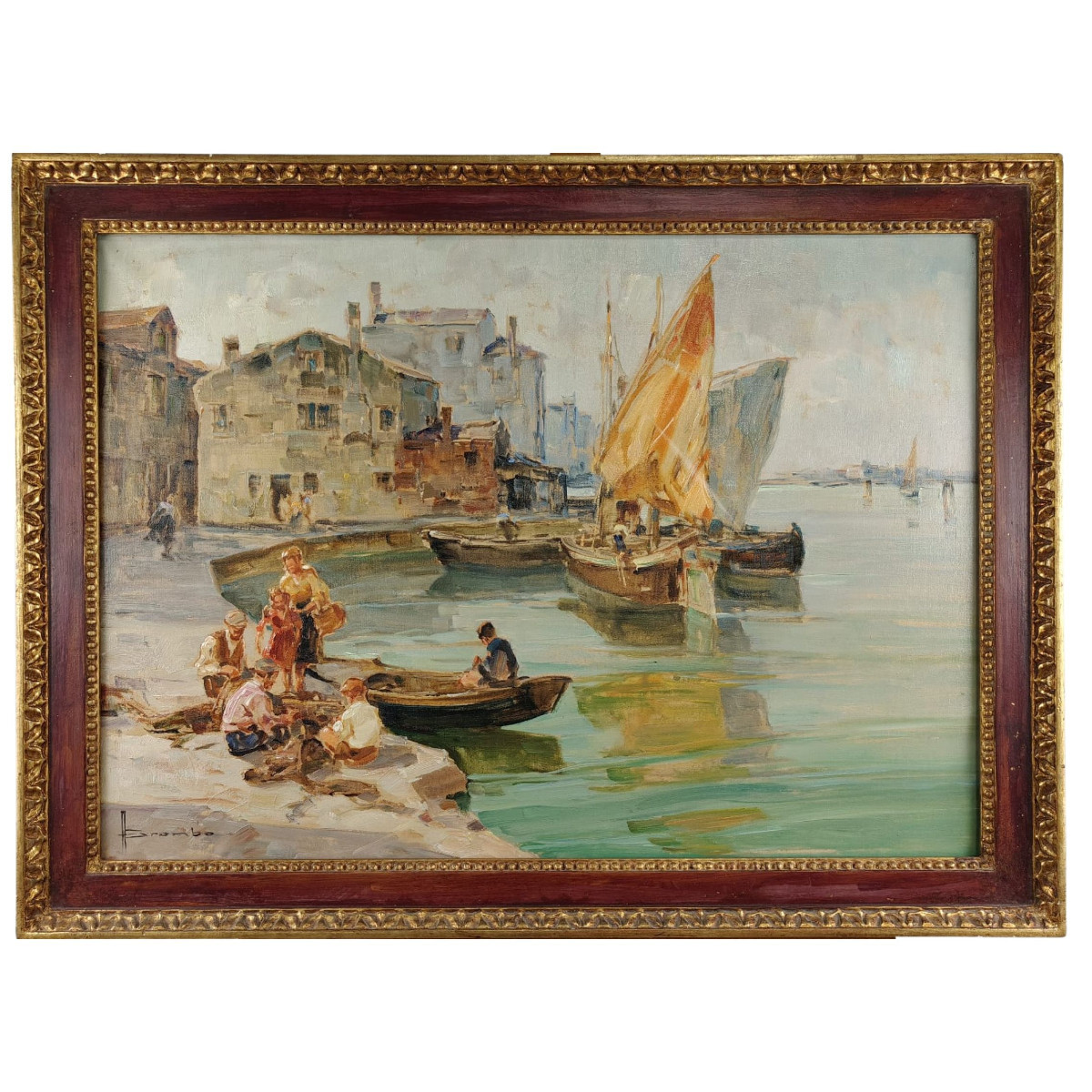 Angelo Brombo “Riva di Pellestrina, Venezia”, olio su tela, 1960