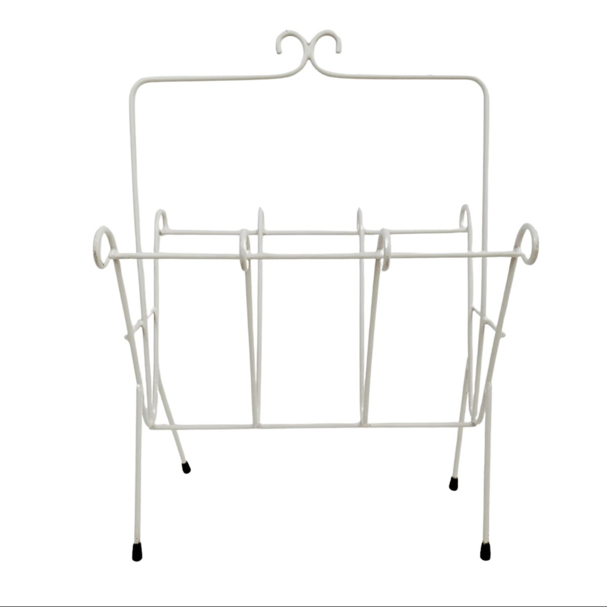 Coppia di portariviste in ferro verniciato bianco, manifattura italiana, anni ’70-photo-2