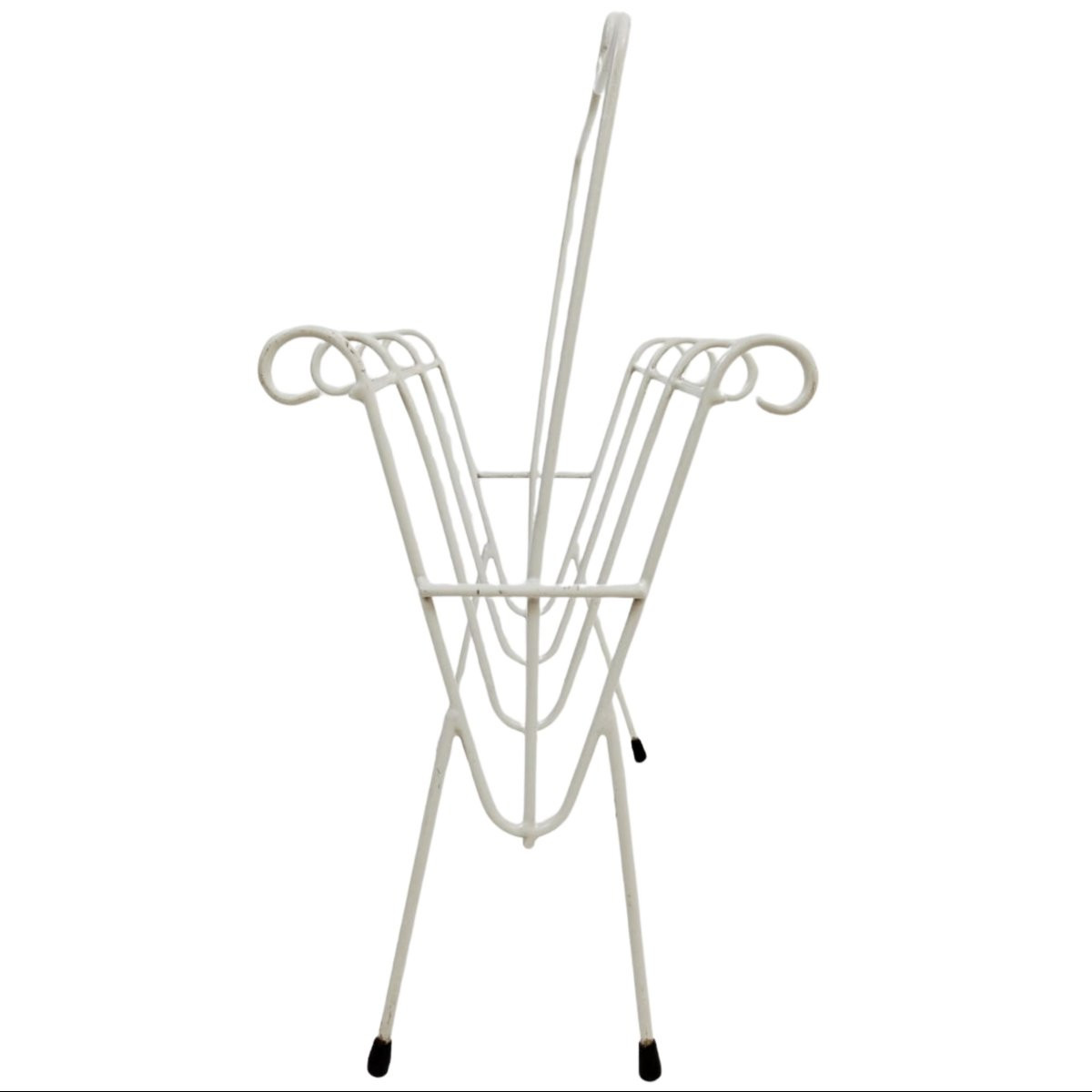 Coppia di portariviste in ferro verniciato bianco, manifattura italiana, anni ’70-photo-3