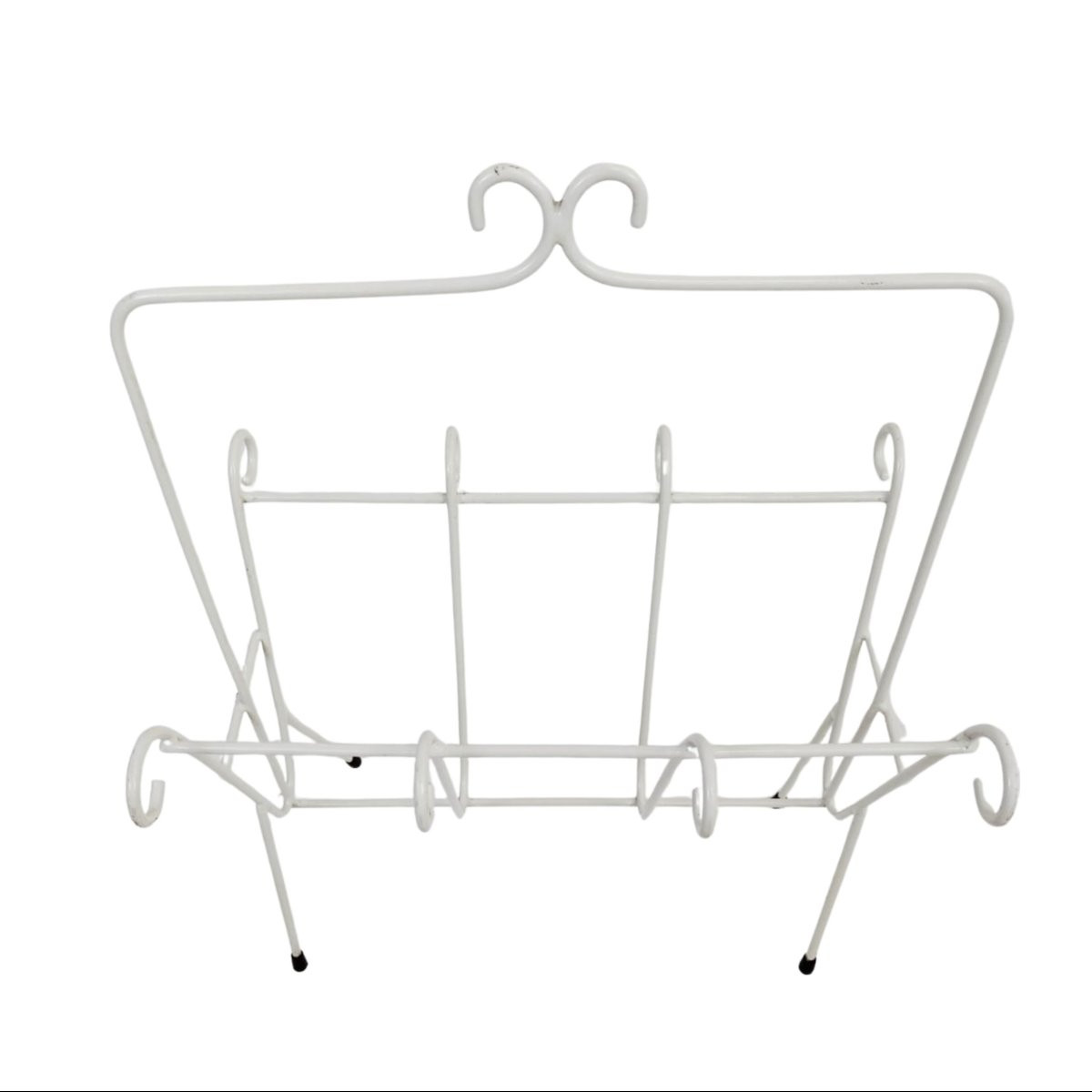 Coppia di portariviste in ferro verniciato bianco, manifattura italiana, anni ’70-photo-1