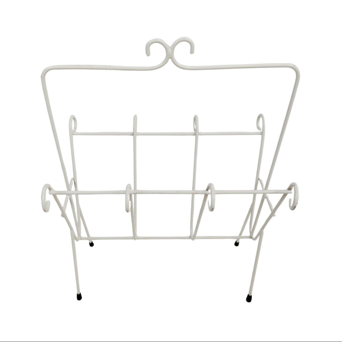 Coppia di portariviste in ferro verniciato bianco, manifattura italiana, anni ’70-photo-4