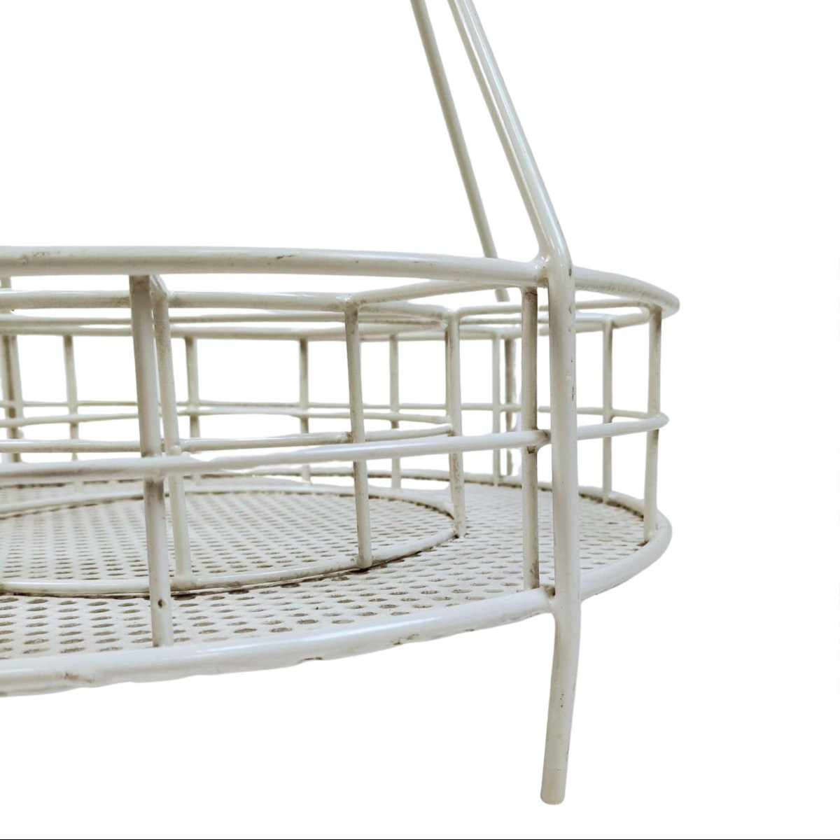 Portabottiglie in ferro verniciato bianco, manifattura italiana, anni ’70-photo-4