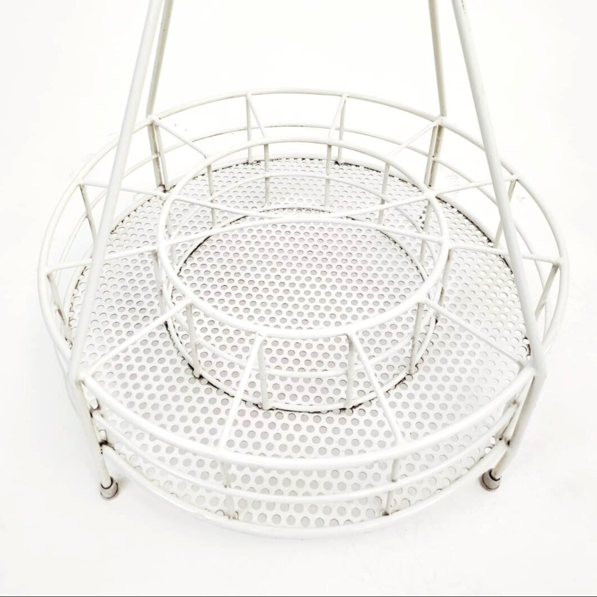 Portabottiglie in ferro verniciato bianco, manifattura italiana, anni ’70-photo-1