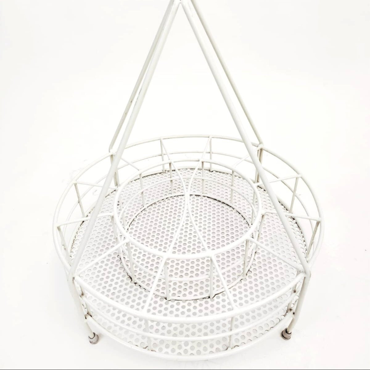 Portabottiglie in ferro verniciato bianco, manifattura italiana, anni ’70-photo-4