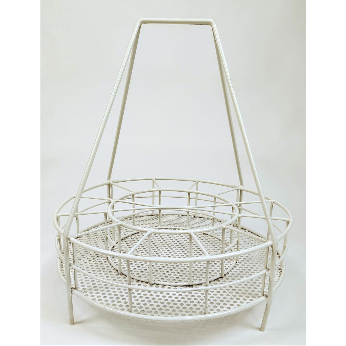 Portabottiglie in ferro verniciato bianco, manifattura italiana, anni ’70