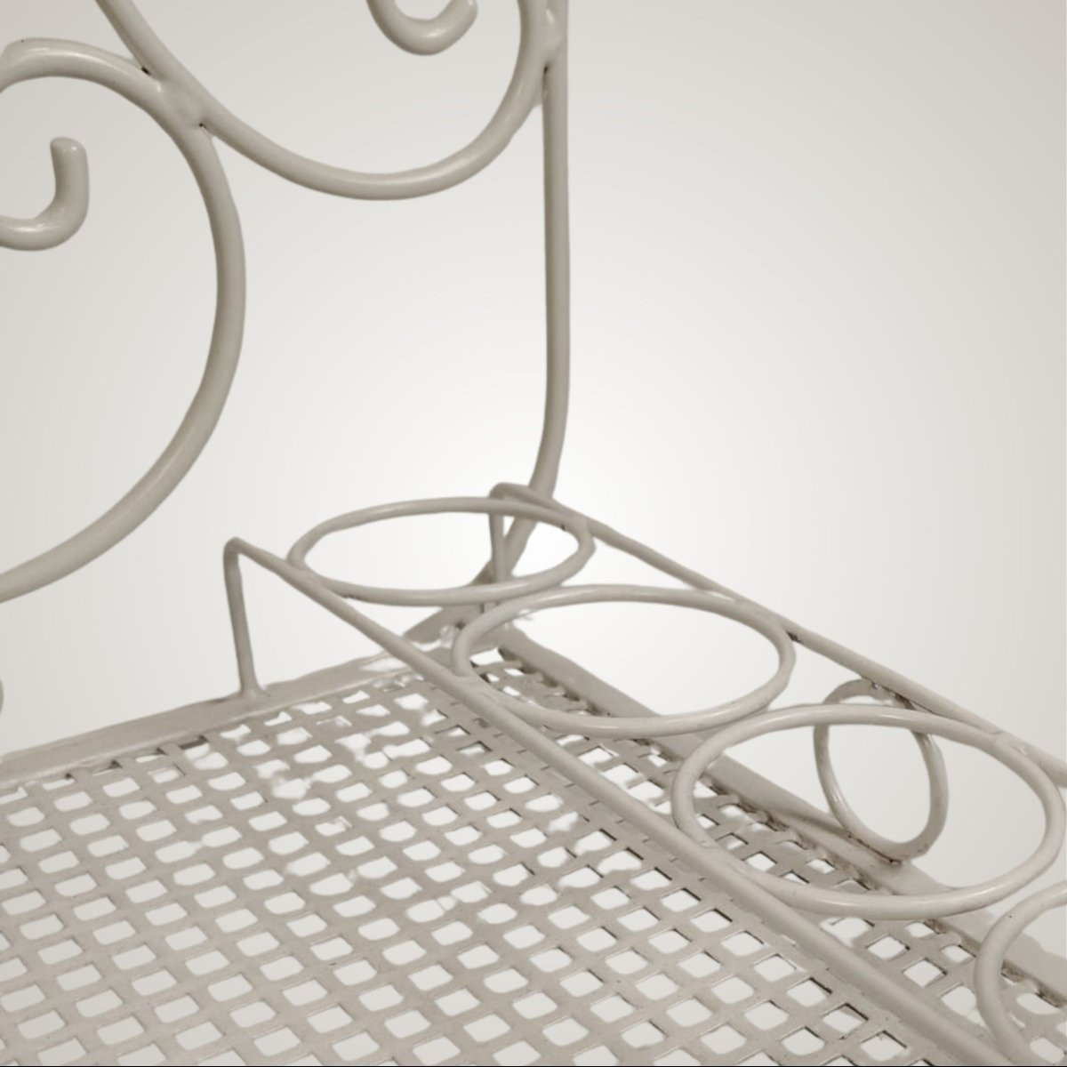 Carrello portavivande in ferro verniciato bianco, manifattura italiana, anni ’70-photo-2