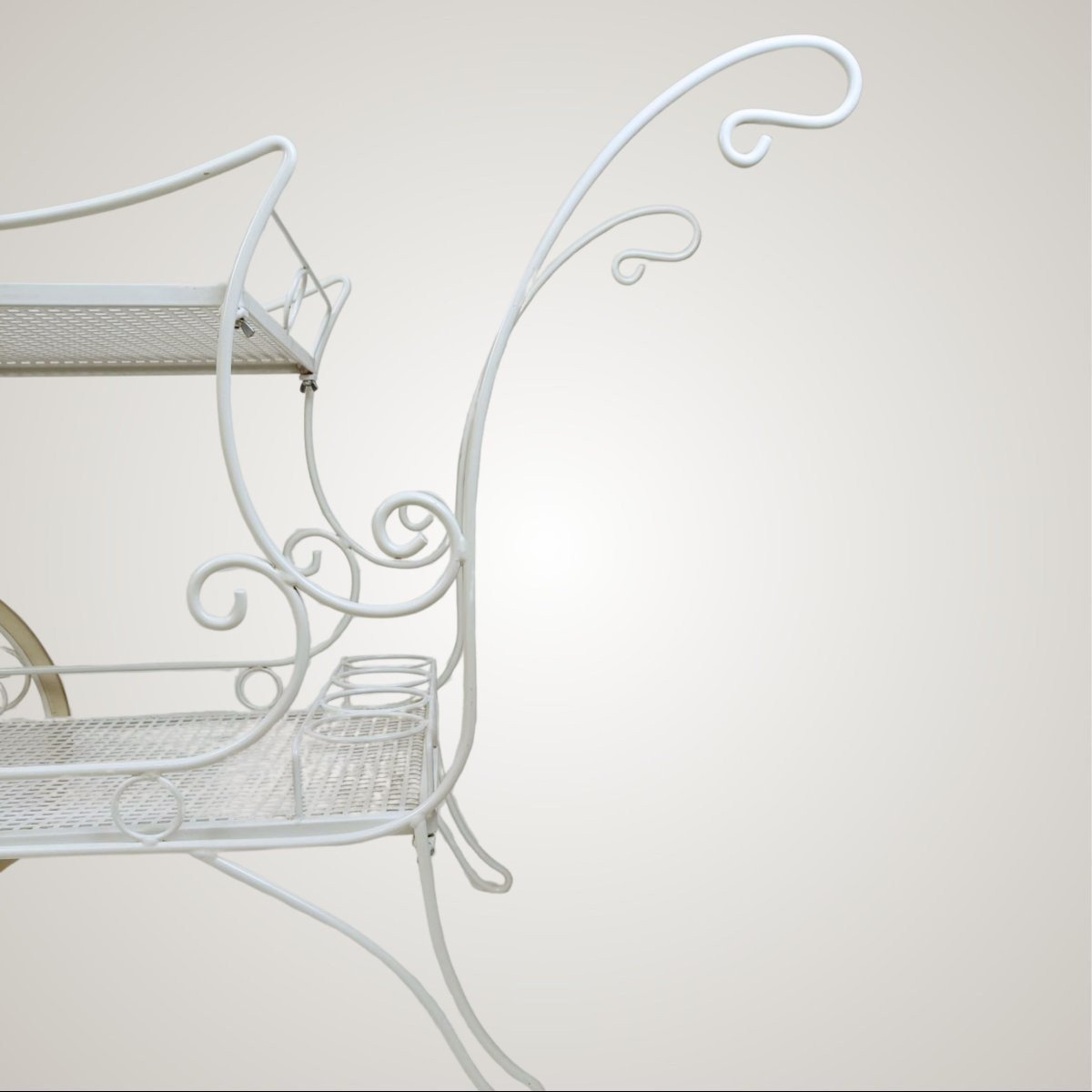 Carrello portavivande in ferro verniciato bianco, manifattura italiana, anni ’70-photo-4