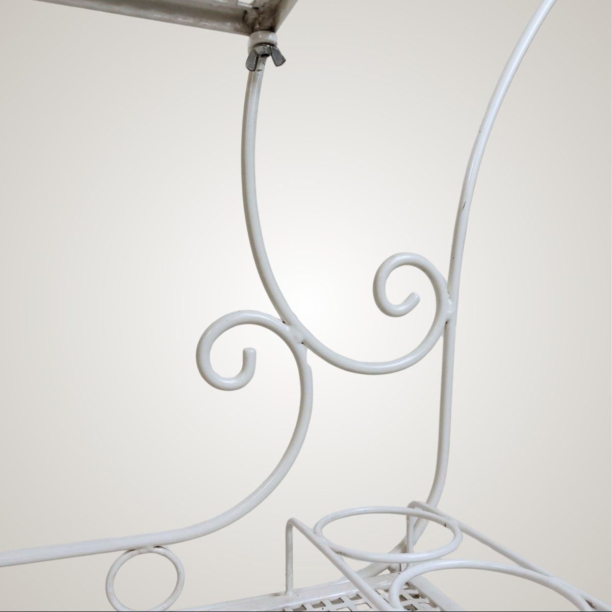 Carrello portavivande in ferro verniciato bianco, manifattura italiana, anni ’70-photo-1