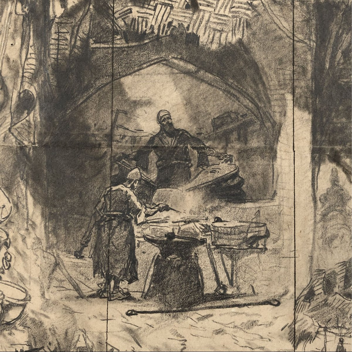 Alberto Pasini – Studio di soggetti vari, matita su carta, 1860/70 ca.-photo-2