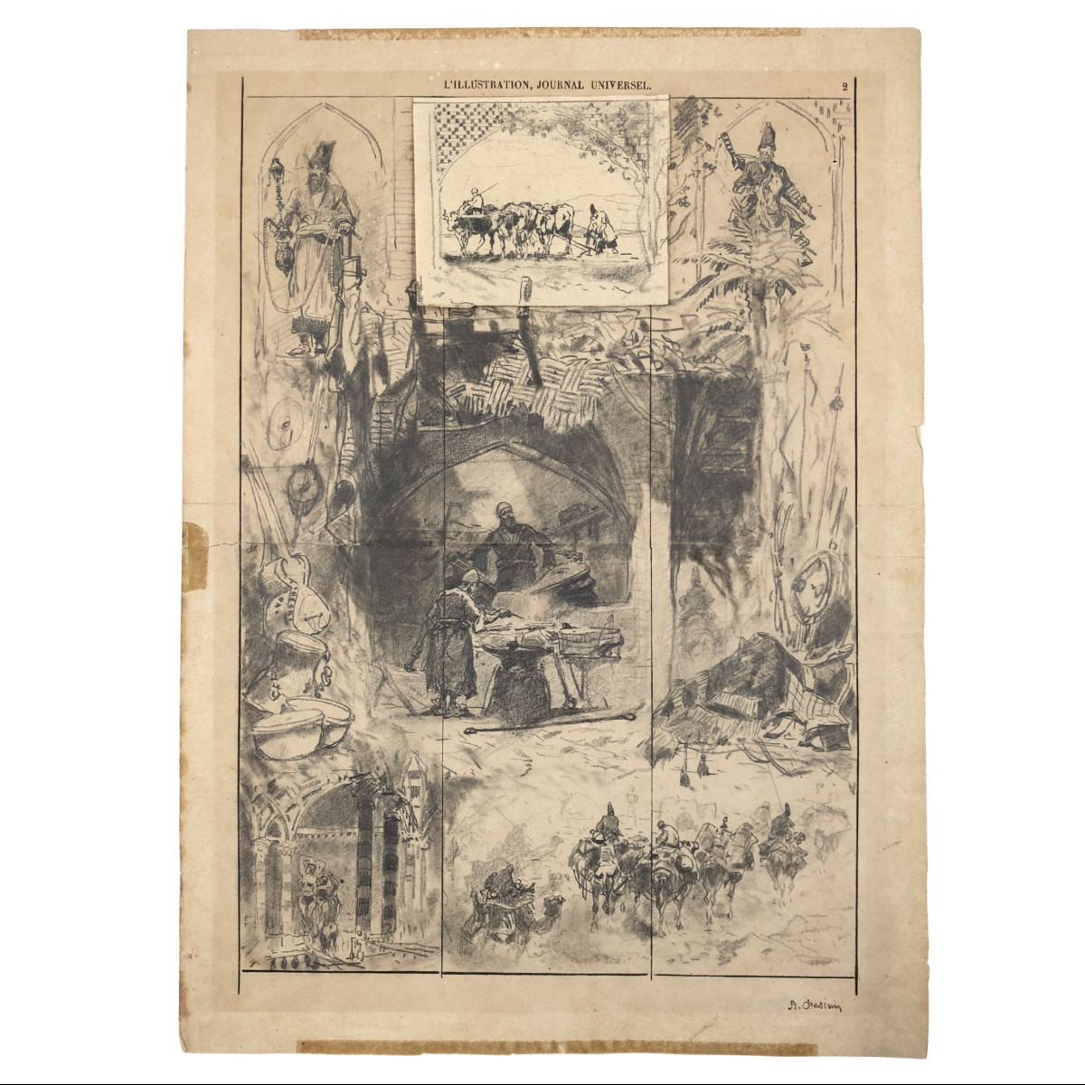 Alberto Pasini – Studio di soggetti vari, matita su carta, 1860/70 ca.