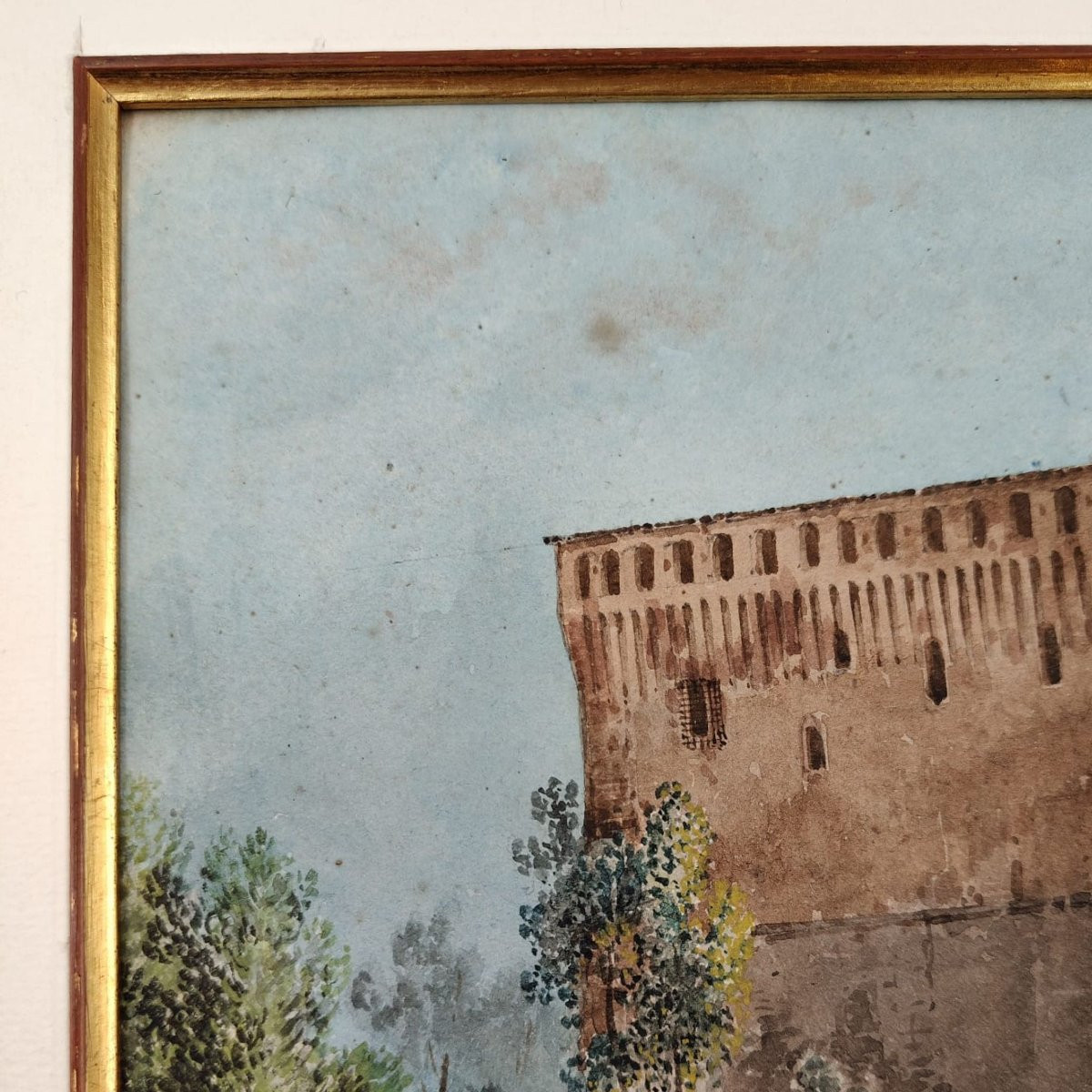 Alberto Pasini – Castello di Montechiarugolo, Acquerello su cartoncino, anni 60/70-photo-4