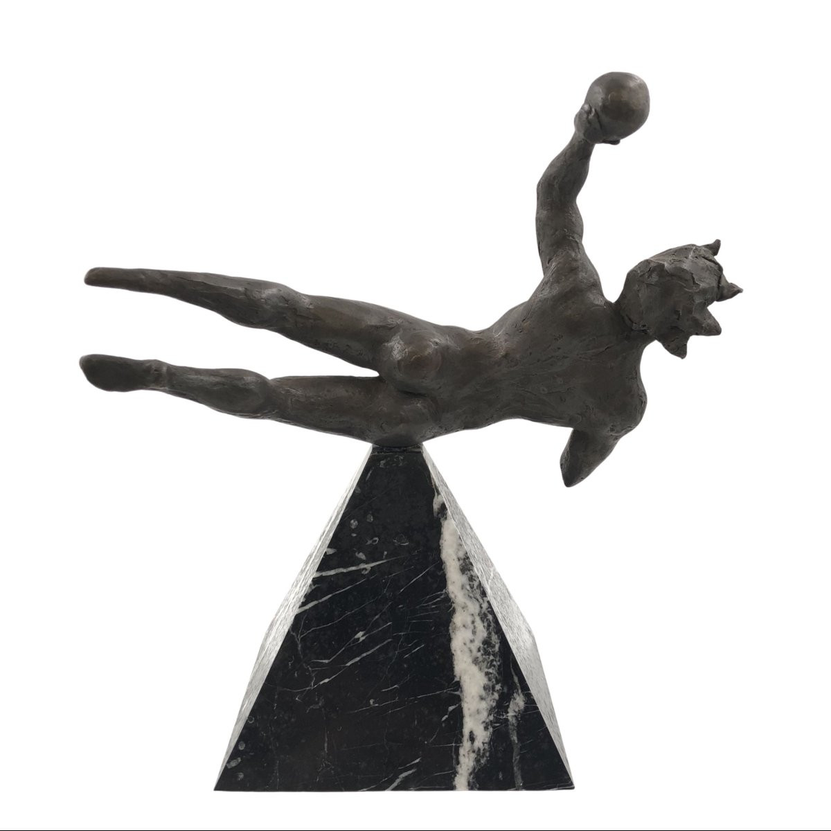 Bozzetto in bronzo e marmo, L’uomo e lo sport, Angelo Maineri, 1999, Italia-photo-3