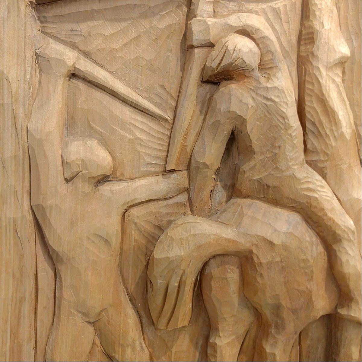 Tavola con bassorilievo in legno di Renato Soppelsa, 1960, Italia-photo-2