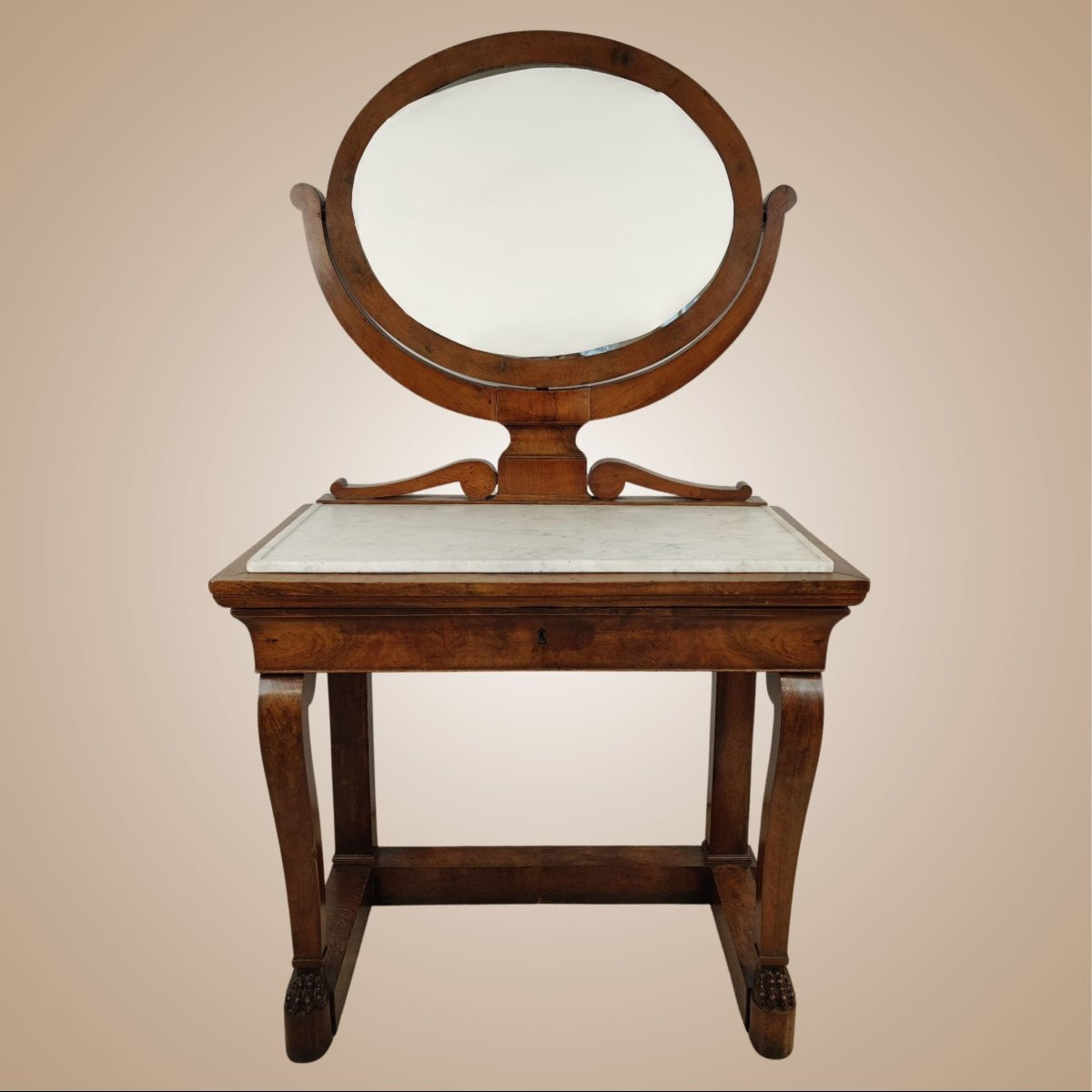 Consolle francese della prima metà del XIX secolo, in legno di mogano-photo-7