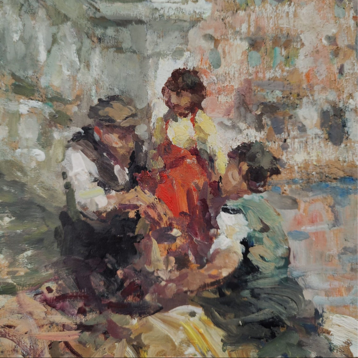 Luigi Pagan, Olio su tavola Chioggia Veduta di Canal Vena-photo-4