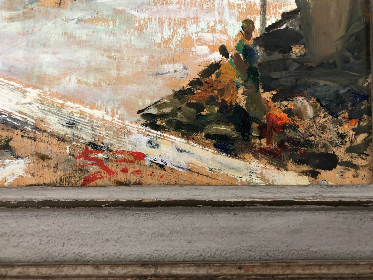 Luigi Pagan, Olio su tavola Chioggia Veduta di Canal Vena-photo-1