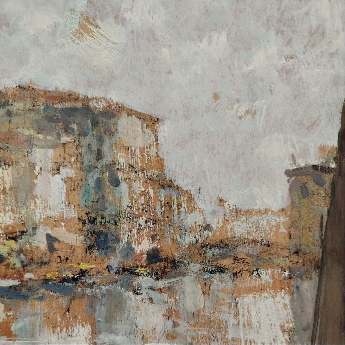 Luigi Pagan, Olio su tavola Chioggia Veduta di Canal Vena-photo-2